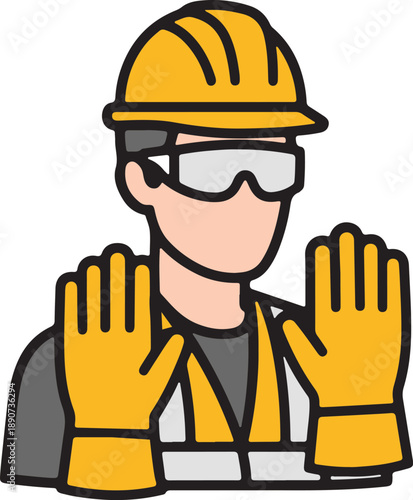 Minimalist Industrial Laborer and Machinery Illustration for Project Management, site logistics diagrams, construction project management software, and industrial safety and equipment training.