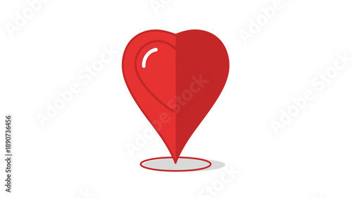 Red Heart Location Pin Icon, Love Symbol, Health and Romance Concept