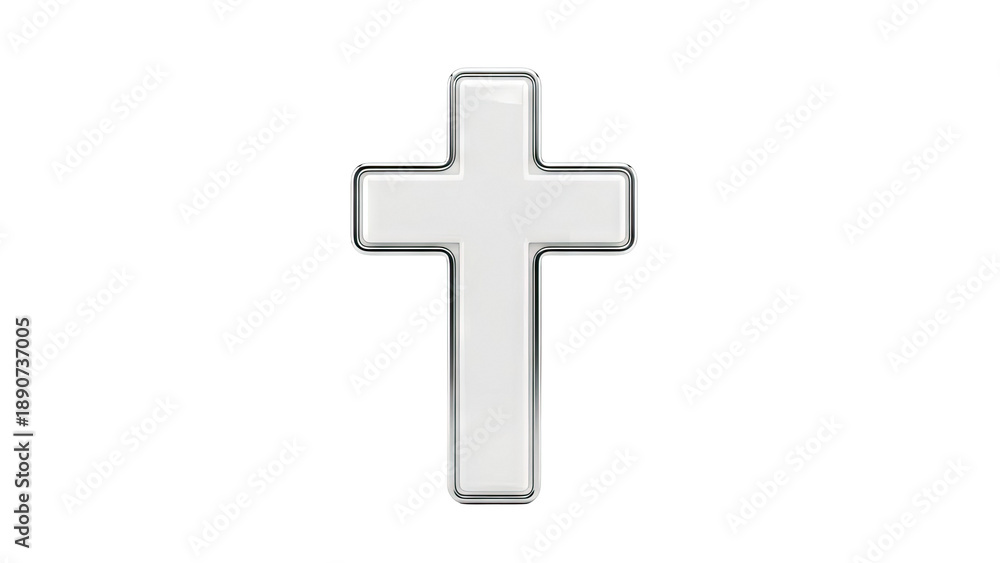 Obraz premium Modern White Cross with Silver Outline
