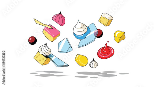 Hearty animated skillet stew featuring chicken, vegetables, and noodles in a rich, warm broth for a comforting meal