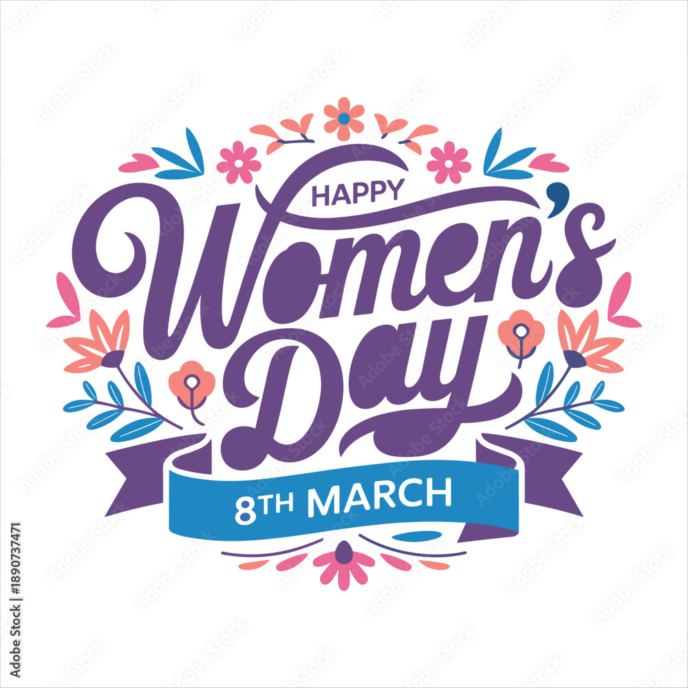 Obraz premium International Women’s Day March 8 Illustration with Female Symbol and Woman Portrait on White Background