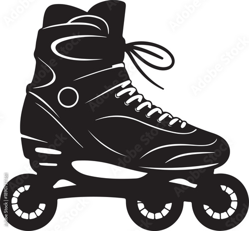 Roller Skate Silhouette – Inline Skates Vector Black on White