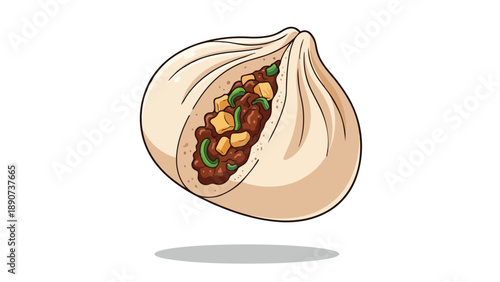 A warm and inviting digital illustration of a comforting hot meal in a traditional cooking pot, featuring steaming noodles and fresh culinary herbs,