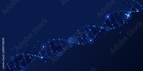 Abstract illustration of a glowing blue dna double helix structure