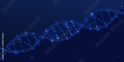 Abstract depiction of a dna double helix structure with glowing points