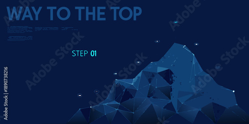Abstract polygonal mountain illustration with text overlay way to the top