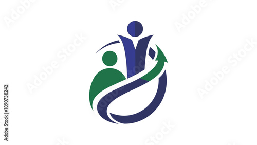 Abstract Blue Green Human Figure Logo Design.