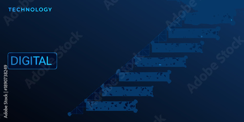 Digital technology staircase representing progress and the path to innovation