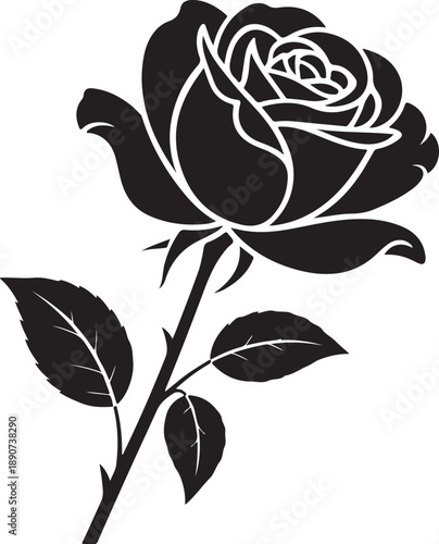 Flower Silhouette – Single Flower Vector Black on White”