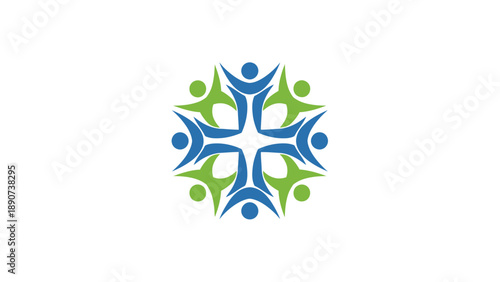 Abstract Community People Cross Symbol.