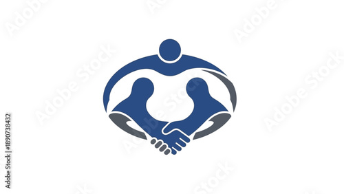 Blue Handshake Logo Symbolizing Partnership Agreement.