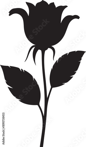 Flower Silhouette – Single Flower Vector Black on White”