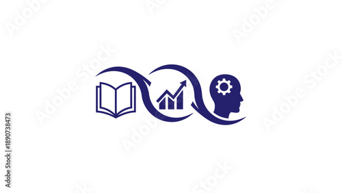 Book Graph Head Gear Icon Set.
