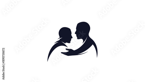 Silhouette of two people embracing, symbolizing care and support.