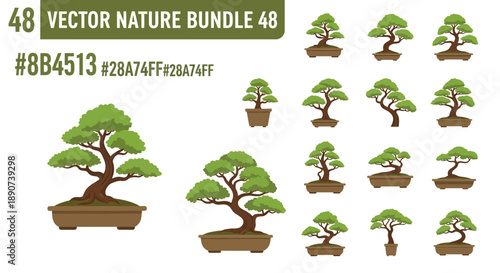 Vector Nature Bundle 48: A Collection of Exquisite Bonsai Trees for Garden Enthusiasts