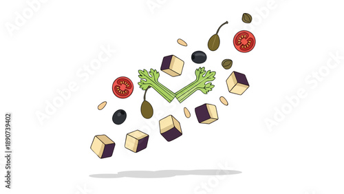 Illustration of a vibrant cocoa tree adorned with ripening pods and lush green leaves against a pristine white background