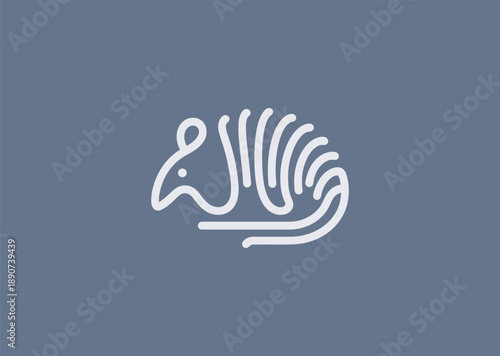Abstract armadillo simple line logo for protection, resilience, or unique minimalist branding.