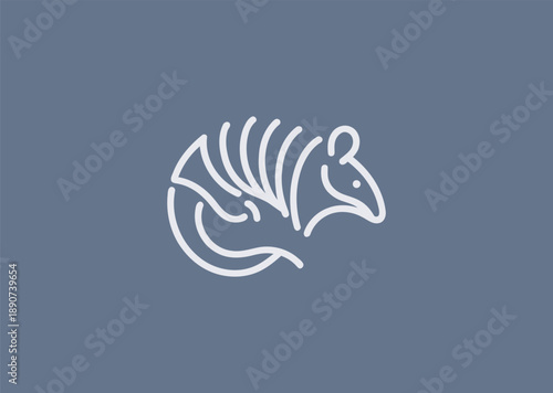 Abstract armadillo simple line logo for protection, resilience, or unique minimalist branding.