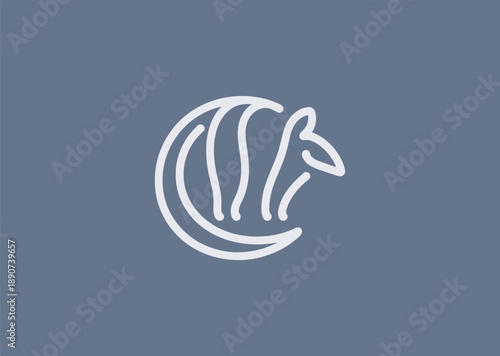 Abstract armadillo simple line logo for protection, resilience, or unique minimalist branding.