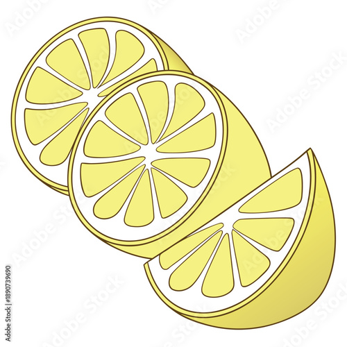 Glossy 3D lemon yellow puffy semicircle series in a vibrant geometric arrangement with an energetic vector style