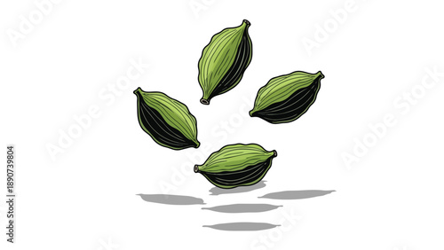 A vibrant illustration of a delicate flowering vine adorned with lush green leaves and charming clusters of reddish-pink blossoms, creating an