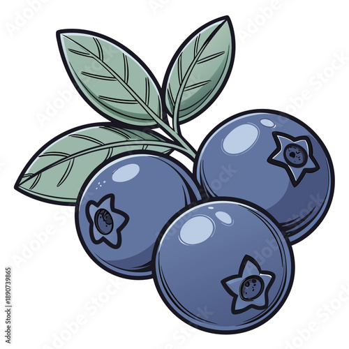 Glossy 3D navy blue blueberry candy sphere with a sweet food illustration style and deep vibrant vector design