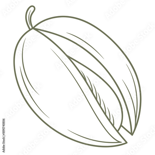 Minimalist single 3D pistachio green shape with a soft matte finish and clean nature inspired aesthetic in a vector style