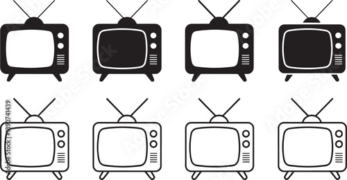 Black and white television sets with antennas old tv vintage tv