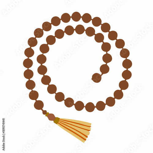 Brown Islamic Prayer Beads or Tasbih Vector Illustration