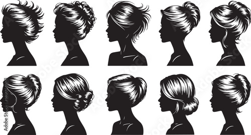 Black silhouettes of women with different hairstyles