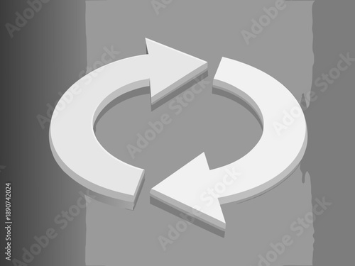 A grayscale image featuring two opposing circular arrows