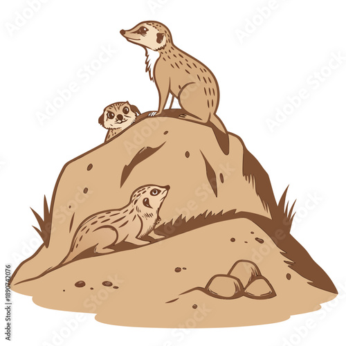 Earthy pile cluster of 3D terracotta blobs with a matte clay like texture and modern organic minimalist vector art