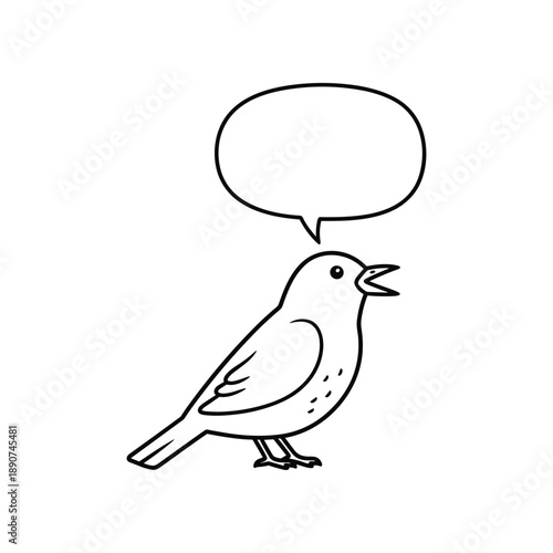 Bird singing with speech bubble