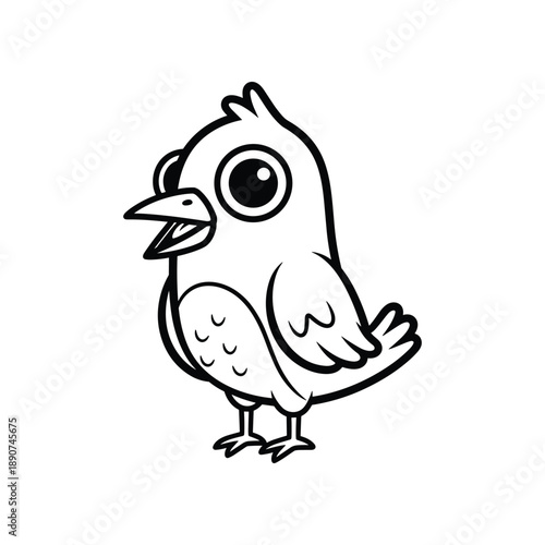 Cartoon bird illustration with big eyes and open beak