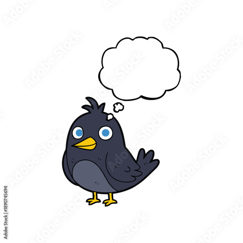 Cartoon bird with thought bubble
