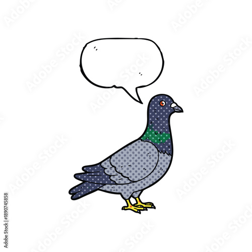 Cartoon pigeon with speech bubble