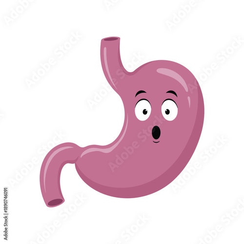 Cartoon stomach with surprised expression