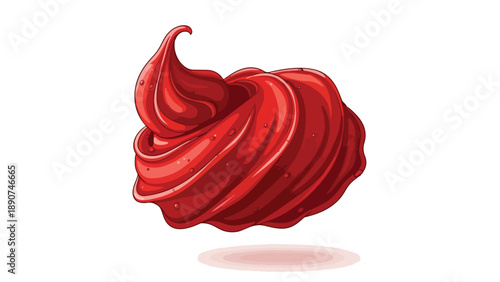 A luscious, vibrant crimson swirl of sweet dessert topping, artfully crafted with glossy textures and delicate highlights, perfect for adding a