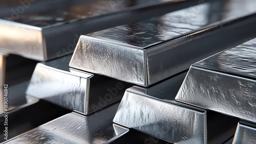Shiny stack of silver bullion bars close up wealth finance investment