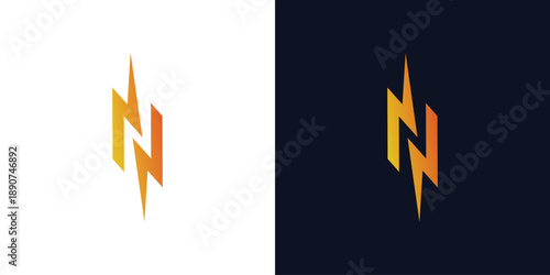 Modern and strong N electric voltage logo design