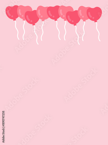 ハート型のバルーン　バレンタイン　フレーム　イラスト　