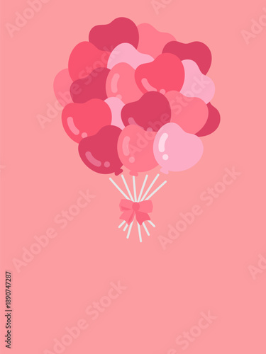 ハート型のバルーン　バレンタイン　フレーム　イラスト　