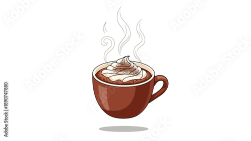 A wonderfully warm beverage with creamy whipped topping, artfully steamed for comfort. This inviting graphic highlights cozy indulgence, perfect for