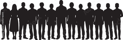 Silhouette of diverse group of people standing together united