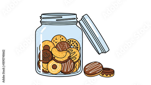 Glass Jar Filled with Cookies and Nuts.