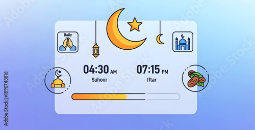 Ramadan Prayer Timing Display on Screen.