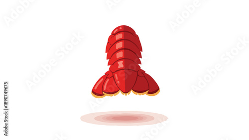 Vibrant Red Cooked Lobster Tail Vector Illustration Delicious Seafood Cuisine Element on a Clean White Background with Subtle Shadow for Culinary