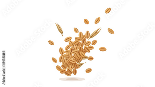 Cascading golden cereal grains and husks, an animated illustration of natural bounty and wholesome agricultural produce