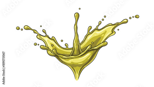 Dynamic golden liquid splash vector illustration showcasing energetic fluid movement and vibrant essence