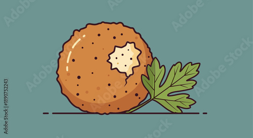 Delicious falafel illustration with creamy sauce and fresh parsley garnish, perfect for food blog